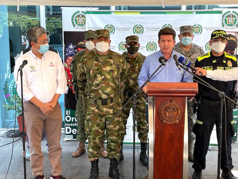 El Ministro de Defensa Diego Molano, tras presidir consejo de seguridad en Cali.