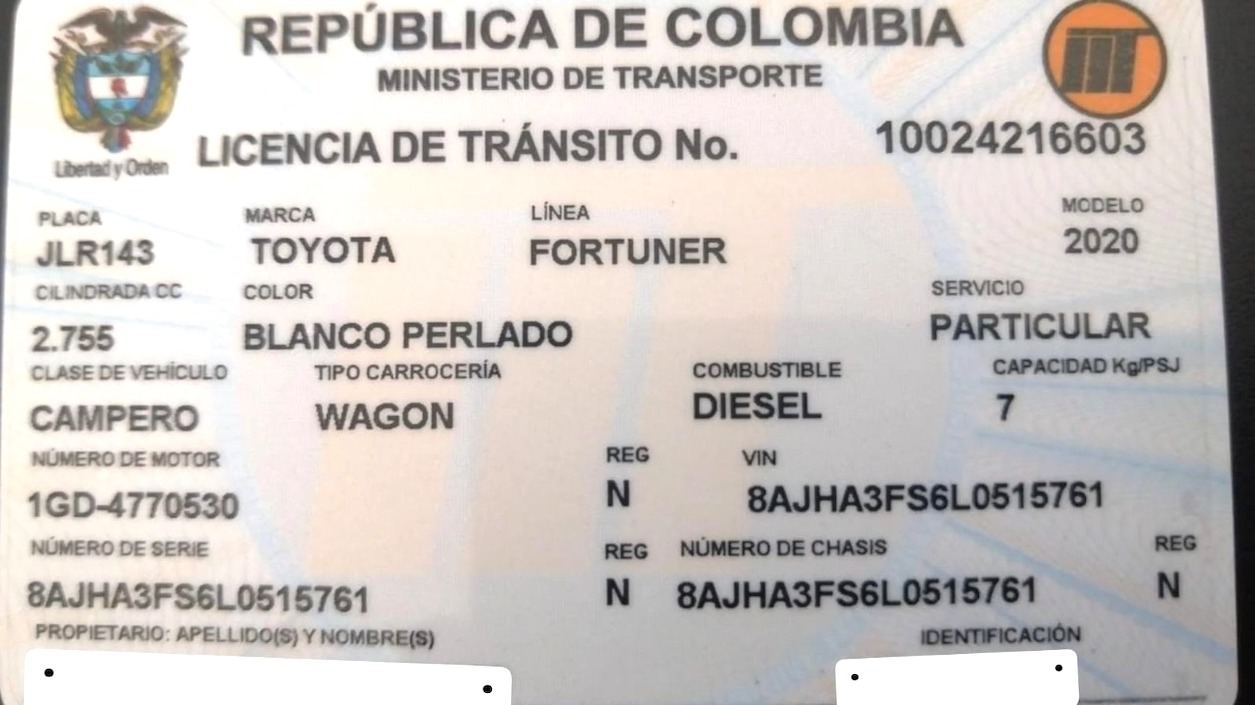 Documentos que le sacaron al vehículo.