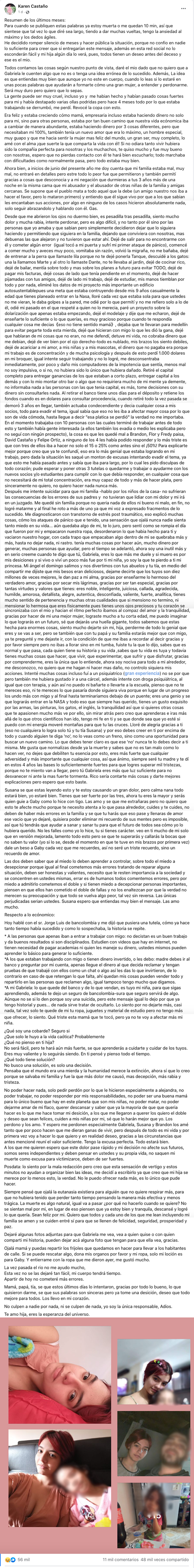 Carta de una madre que se quitó la vida