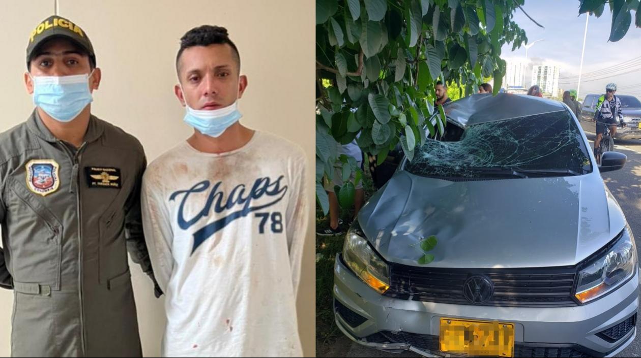 Archivo. César Andrés y el vehículo con que arrolló y mató al ciclista.