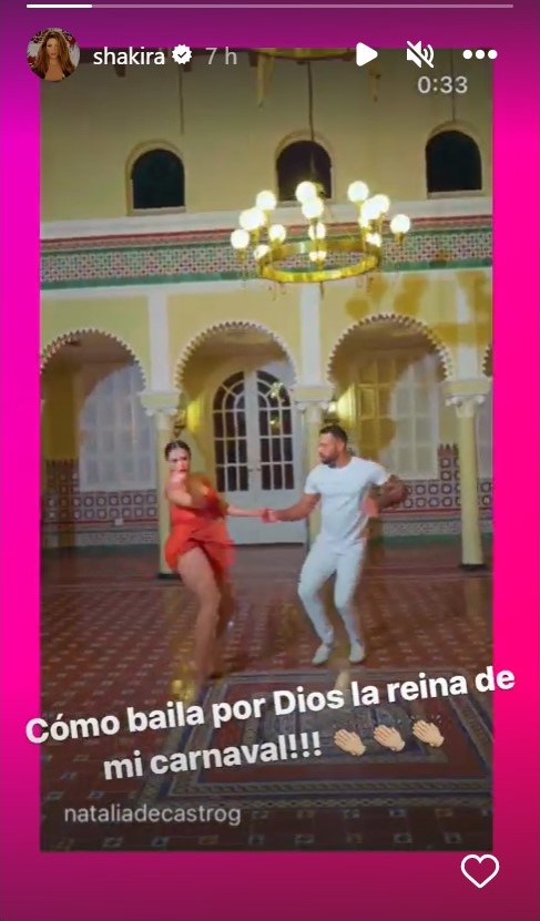 @shakira Historia de Instagram de Shakira en el que comparte el video de la Reina del Carnaval.