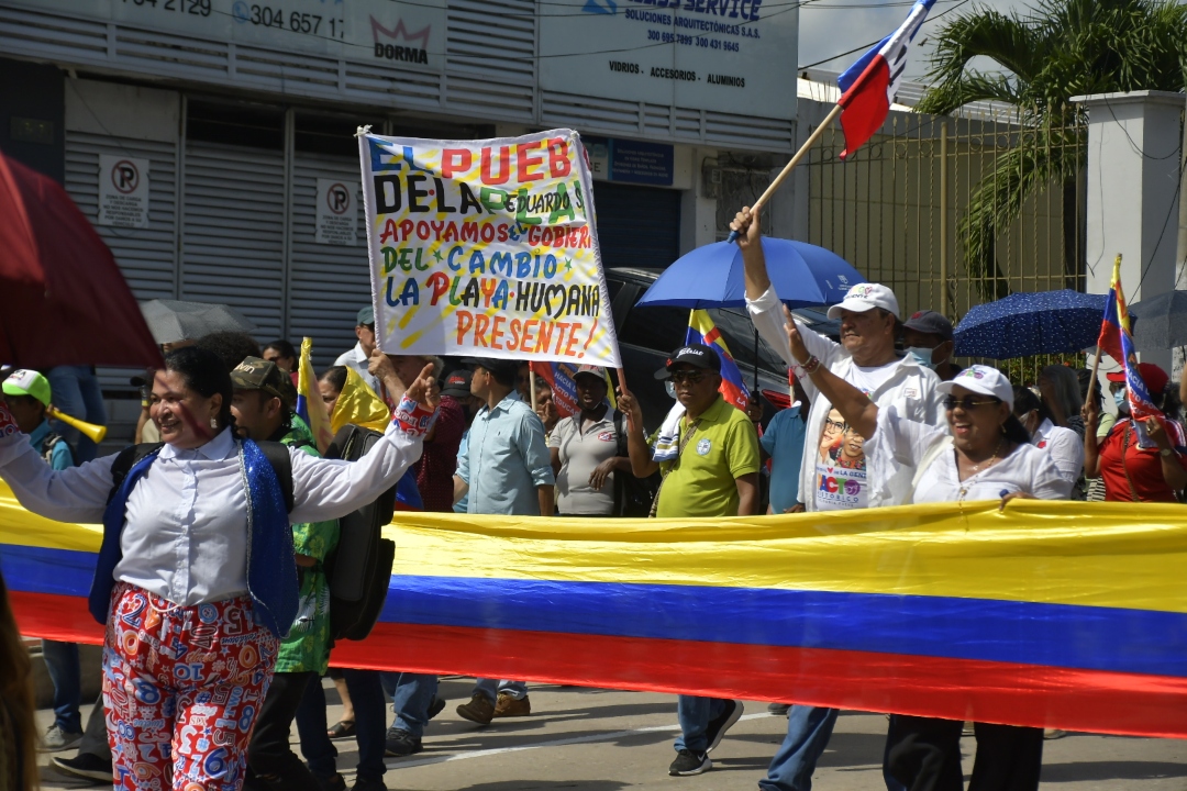 Marcha de seguidores de Gustavo Petro en Barranquilla.