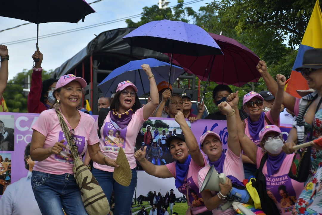 Marcha de seguidores de Gustavo Petro en Barranquilla.