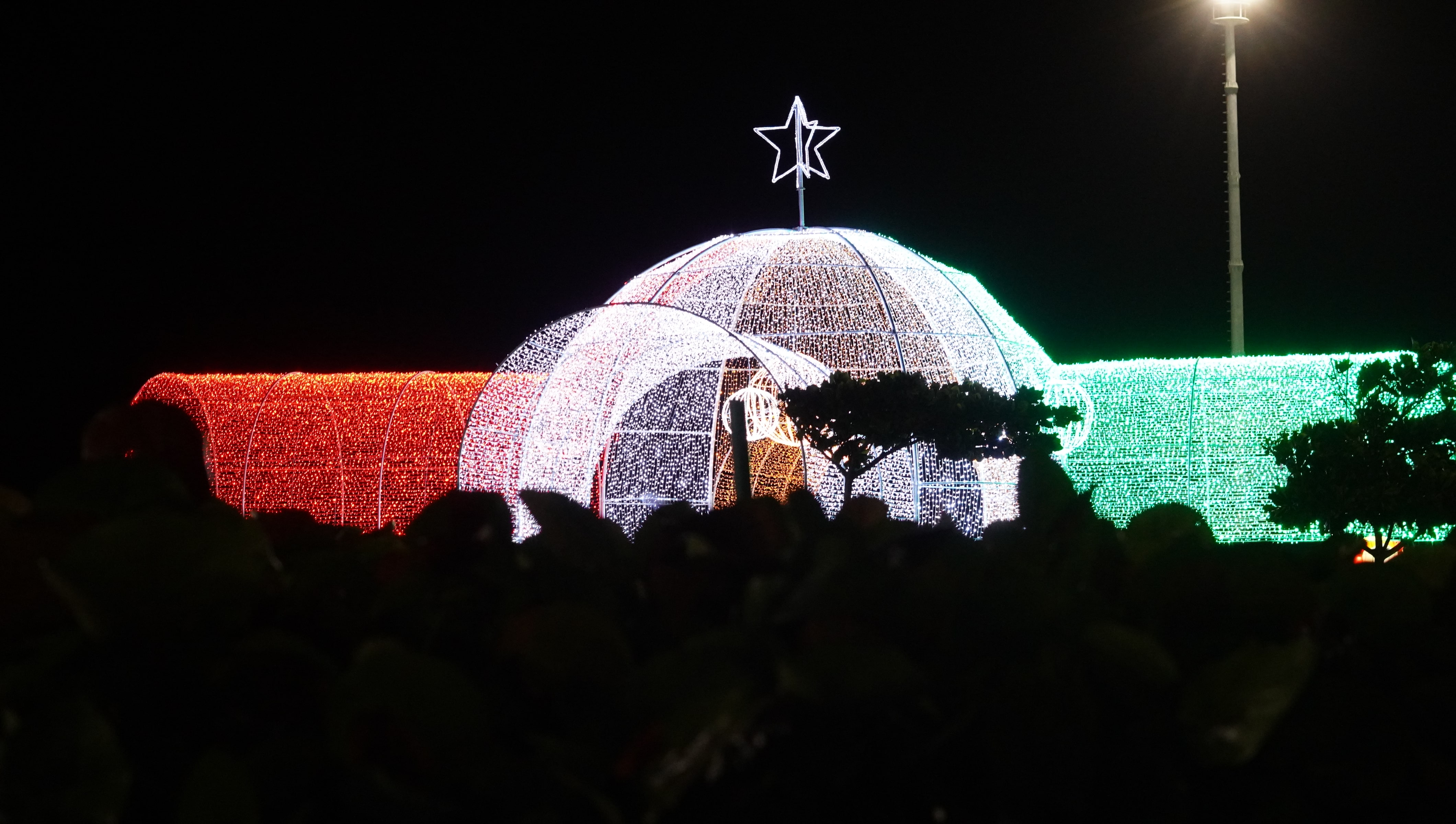 Alumbrado navideño en el Gran Malecón del Río.