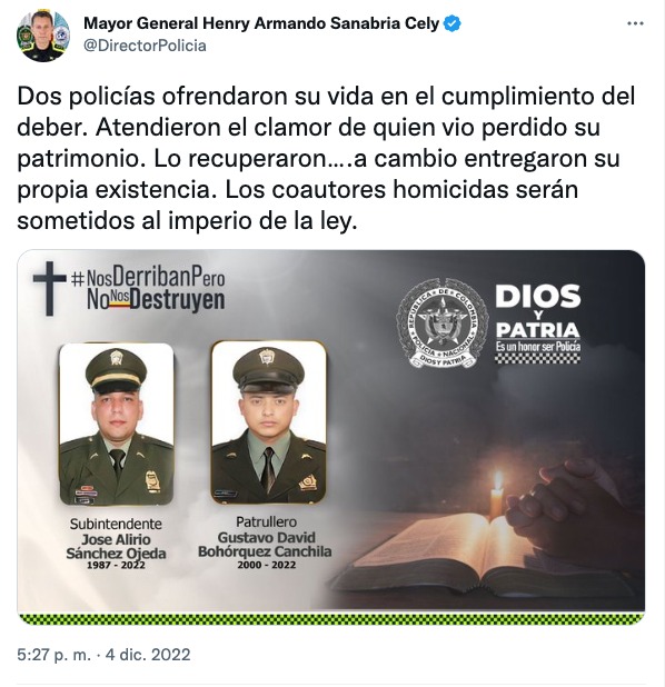 @DirectorPolicia Trino del Director de la Policía.
