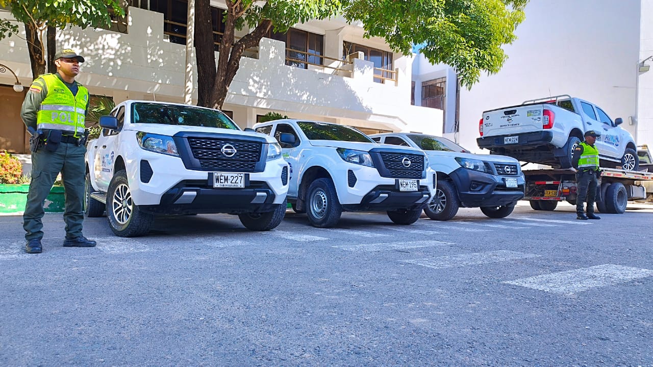 Las camionetas recuperadas por la Policía. 