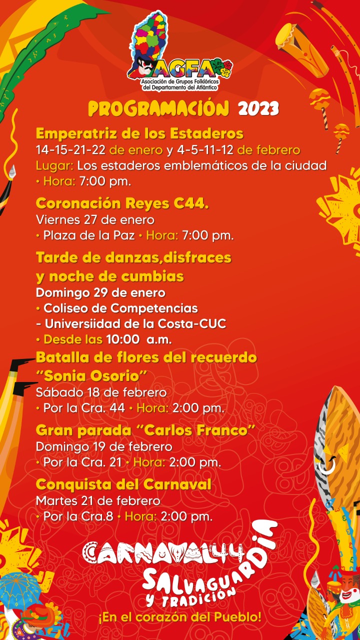 Programación del Carnaval de la 44 2023. 