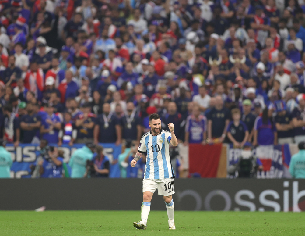 Messi celebrando el tercer gol de Argentina.