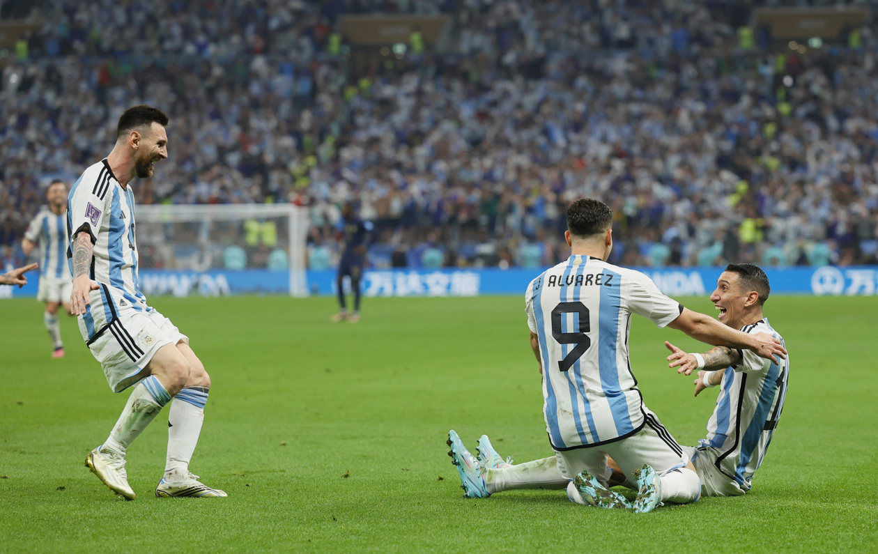 Messi celebrando el tercer gol de Argentina.