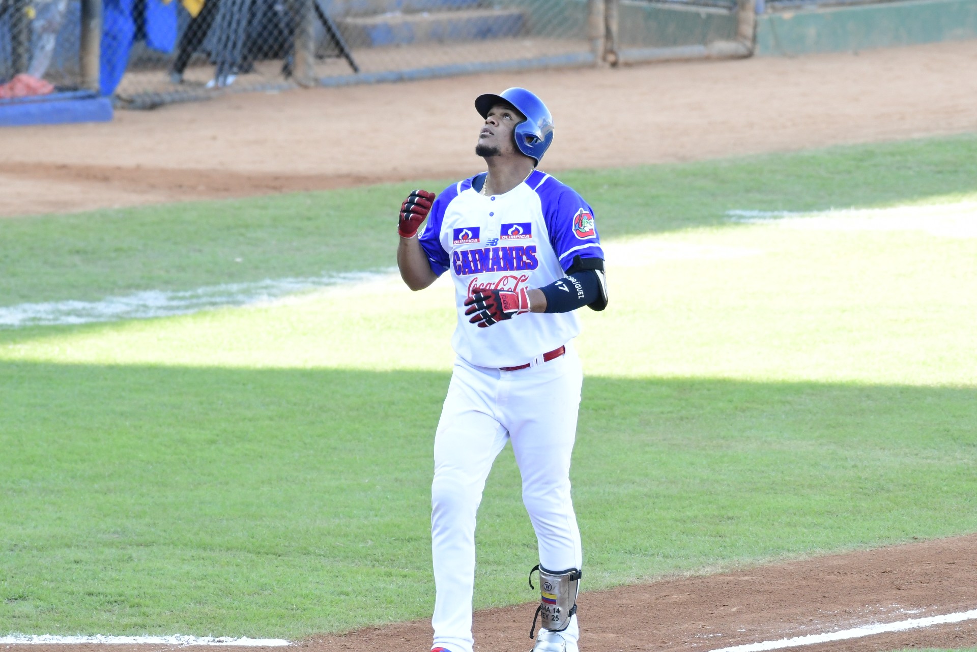 Reinaldo Rodríguez anota tras su cuadrangular. 