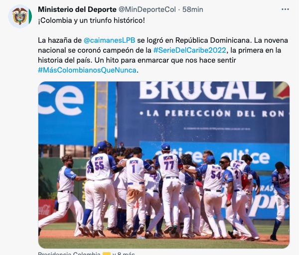 El trino del Ministerio de Deporte.