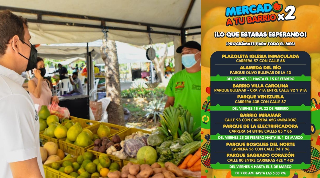 Esta es la programación de Mercado a tu barrio, que se hará en dos puntos en simultánea.