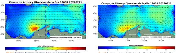  Incremento en la intensidad del viento y altura del oleaje.