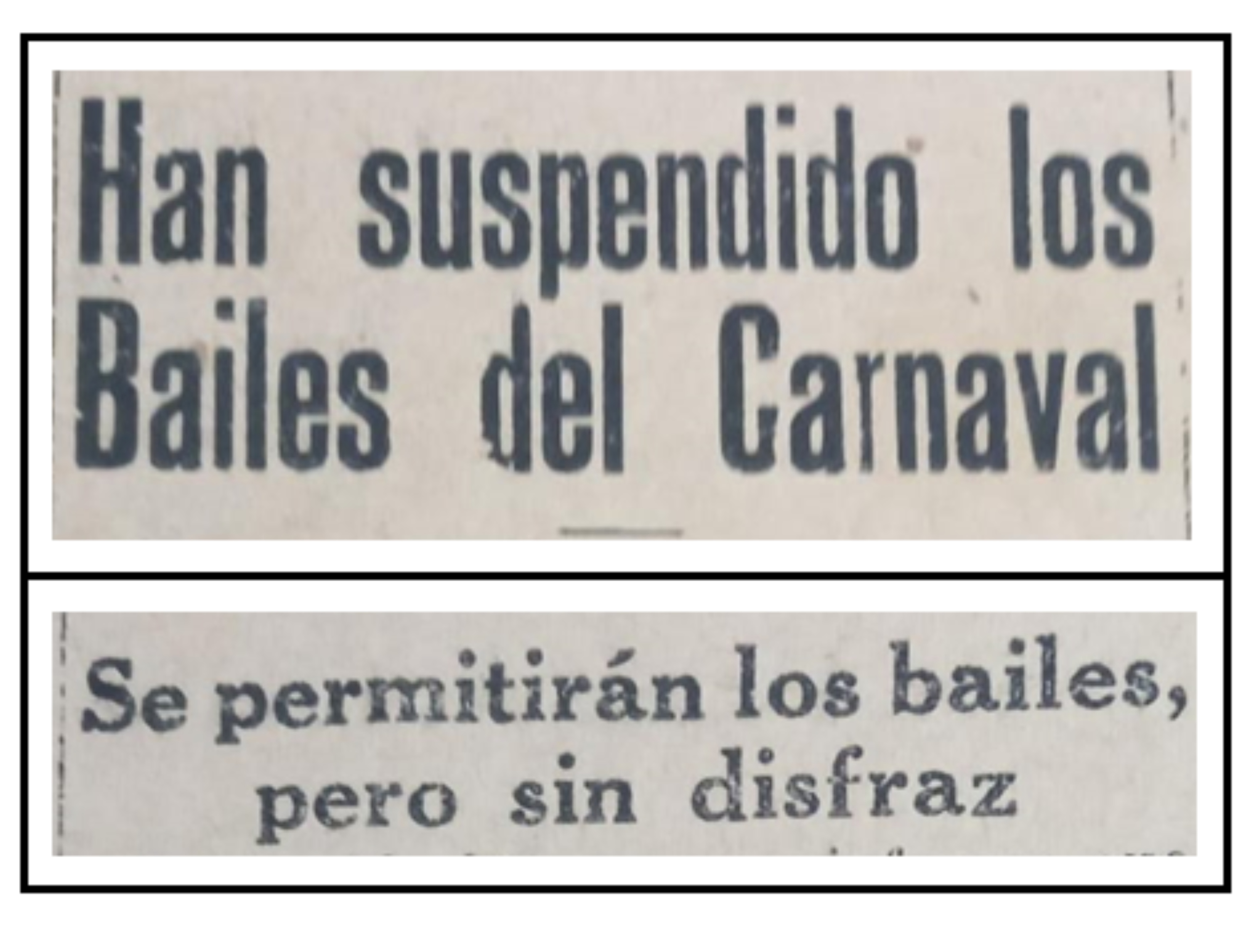 Aviso de suspensión de bailes del Carnaval.