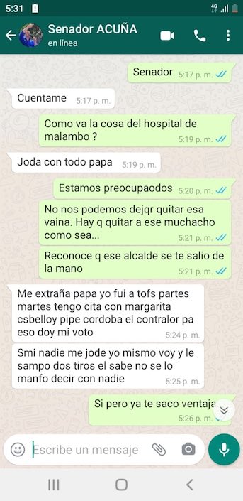 La conversación del Senador Laureano Acuña.