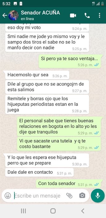 La conversación del Senador Laureano Acuña.