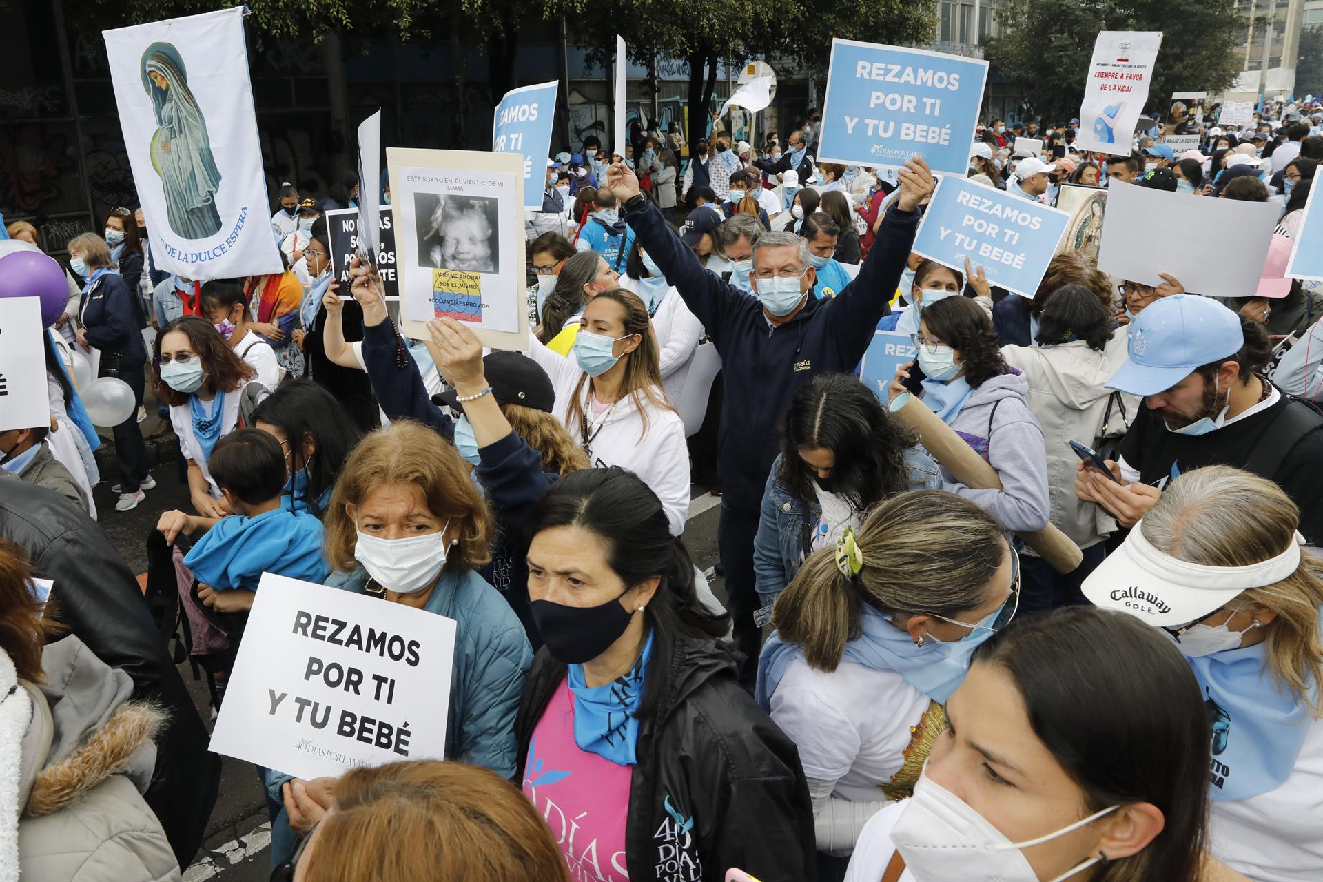 Momentos de la marcha provida en Bogotá. 