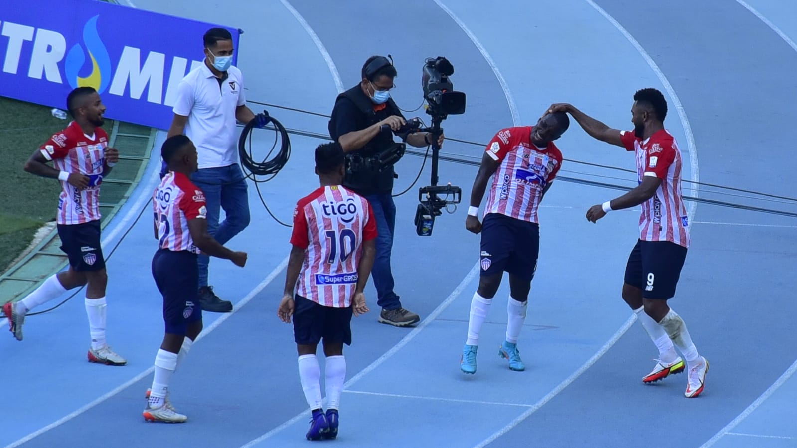 Celebración del segundo gol rojiblanco.