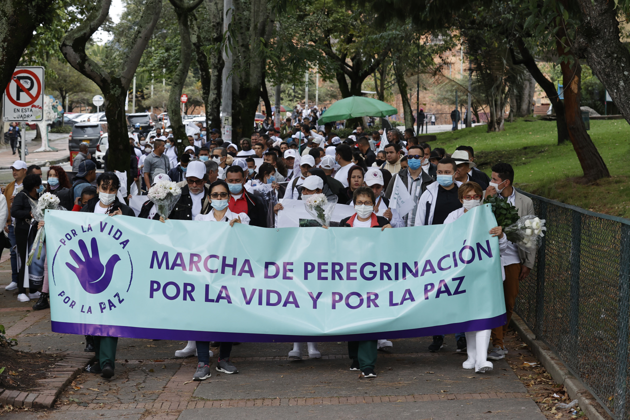 Imagen de la protesta en Bogotá.