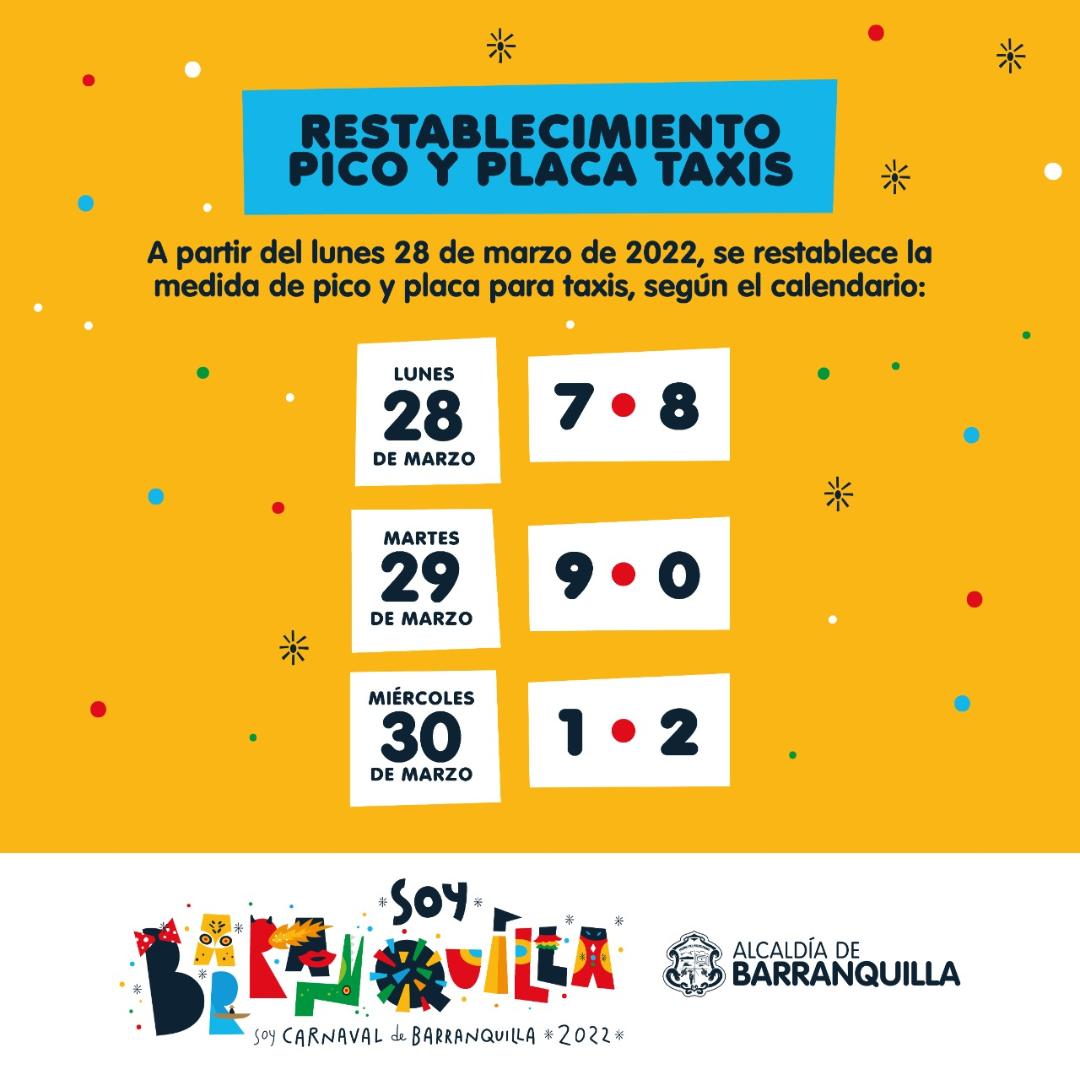 Pico y placa para taxis esta semana