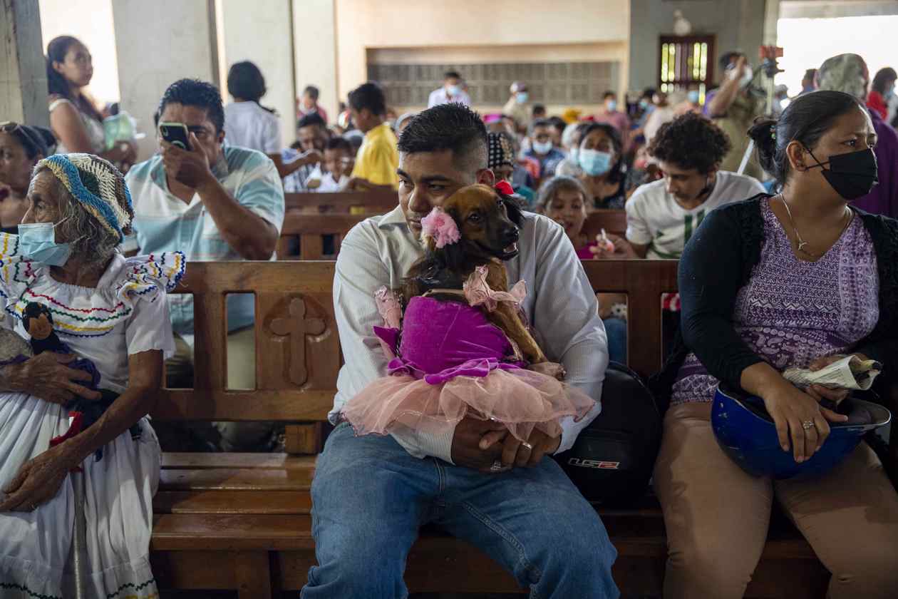 Un hombre con su mascota.
