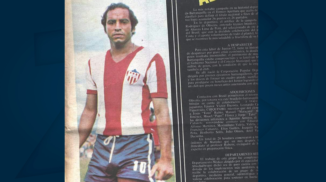 Estampa del  astro Victor Ephanor en tiempos en que vistió el uniforme del Junior. 