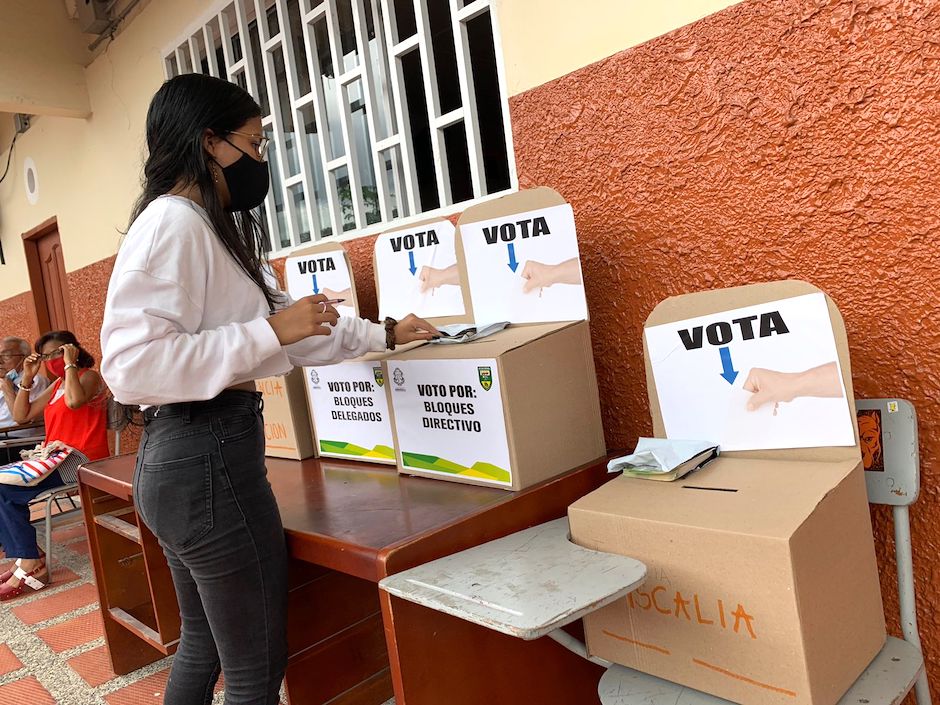 La mujer participando en las elecciones.