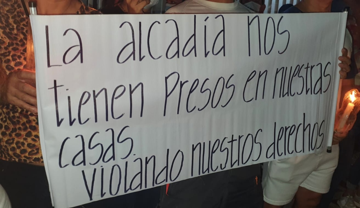 Una de las pancartas que mostró la comunidad.