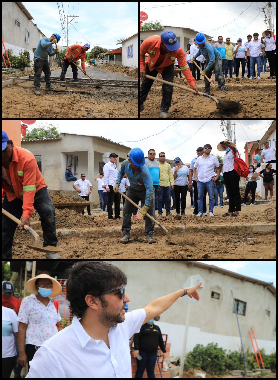 El alcalde de Barranquilla, Jaime Pumarejo, visitó dos de los 14 tramos viales que se construyen en La Playa.