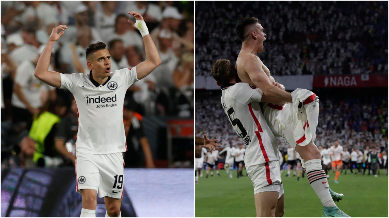 Borré pasó de alentar a sus compañeros, a celebrar el gol del título. 