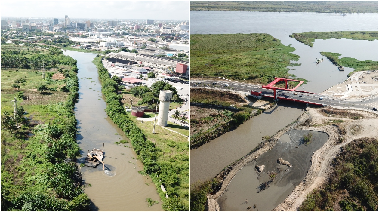 Caño 'C', antes y después. 