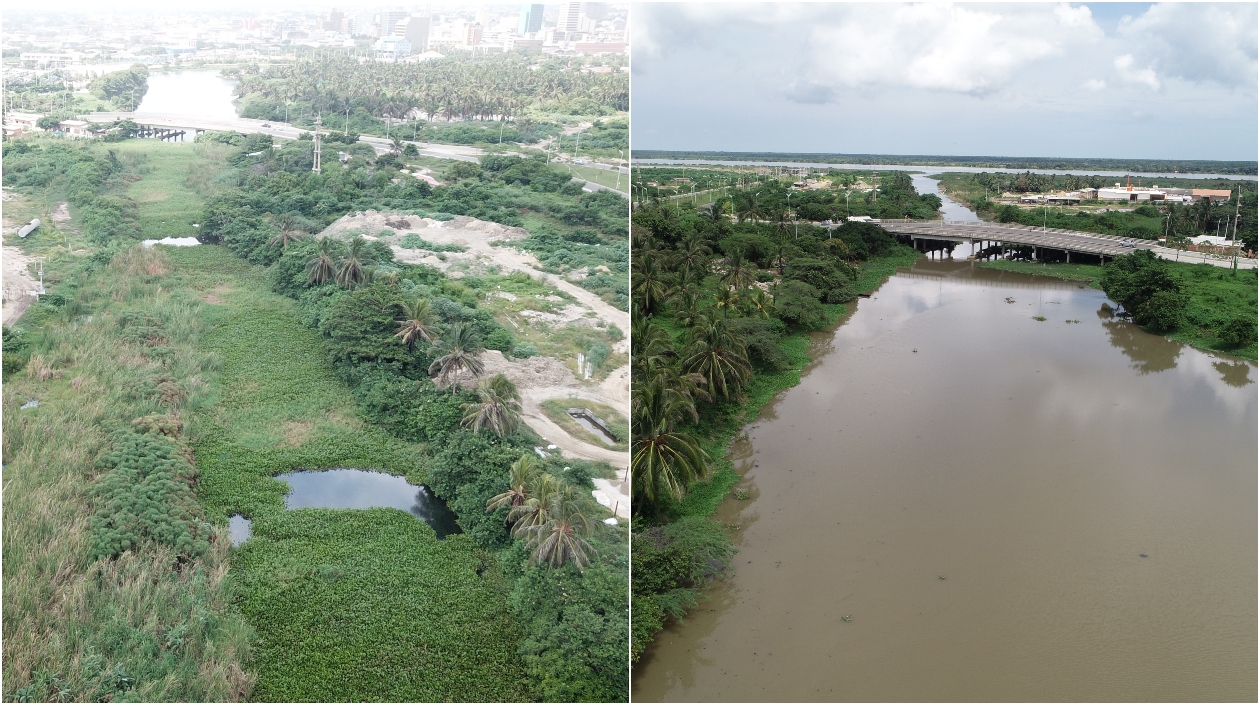 Caño de los tramposos, antes y después. 