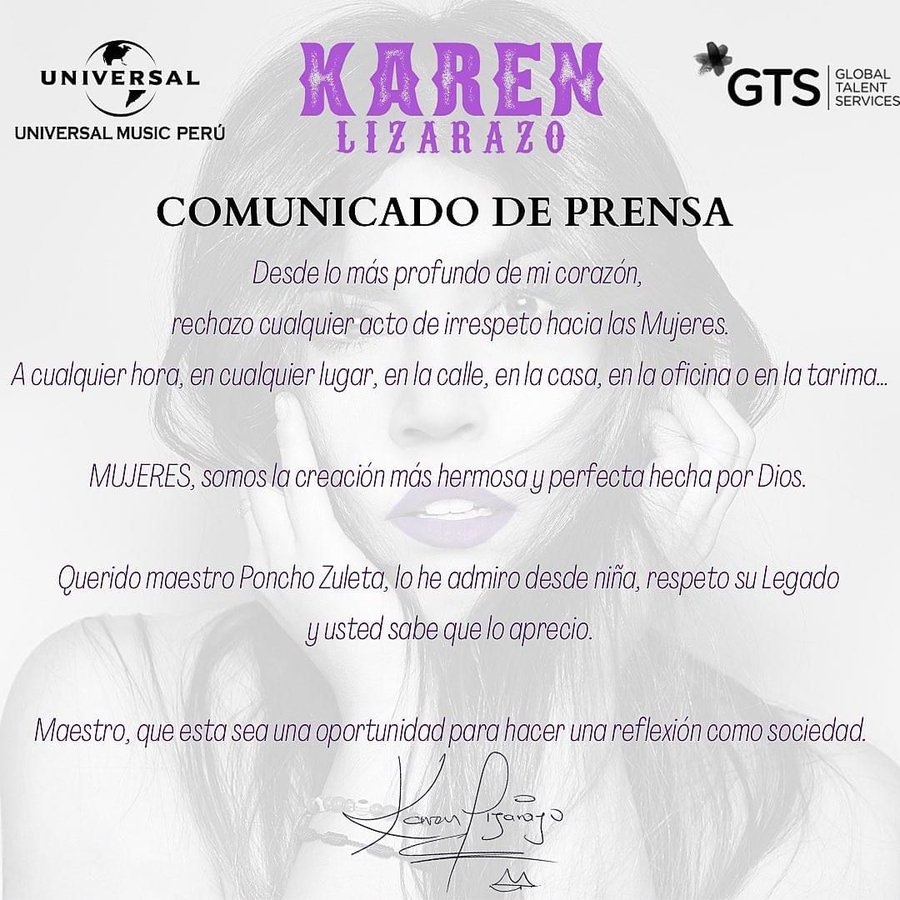 Comunicado de Karen Lizarazo.