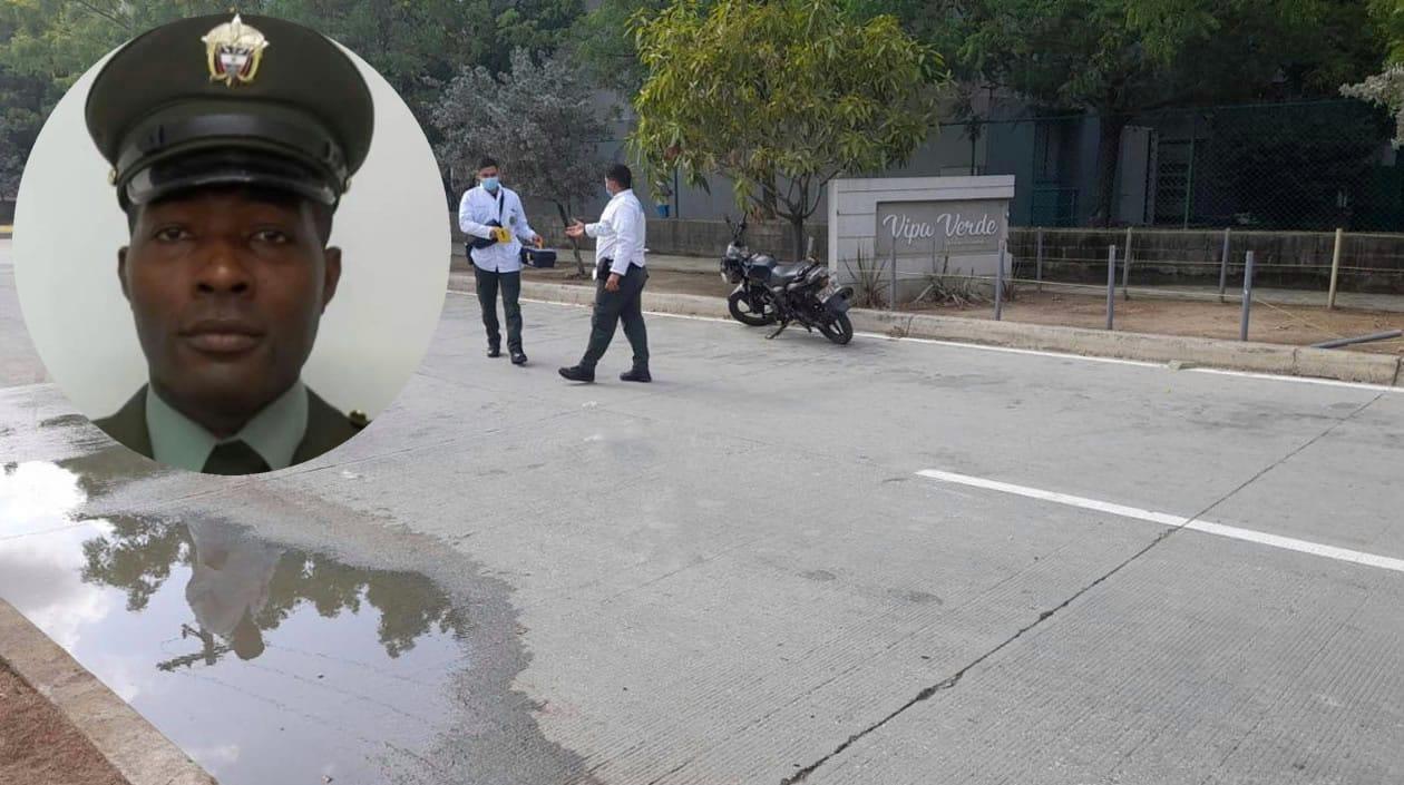 En este lugar fue baleado el patrullero de la Policía Naudin Córdoba Mena. 