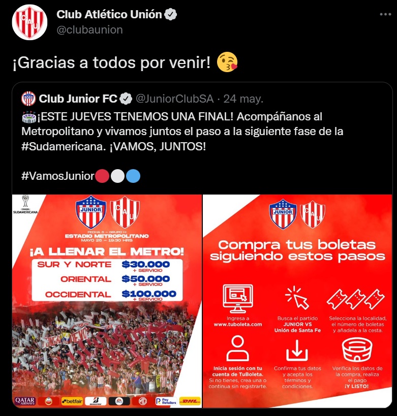 Broma del Unión a Junior. 