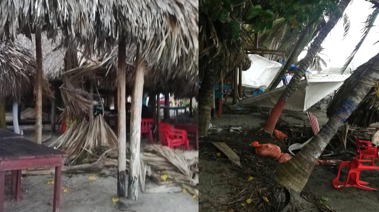 Casetas destruidas en las playas de Santa Verónica