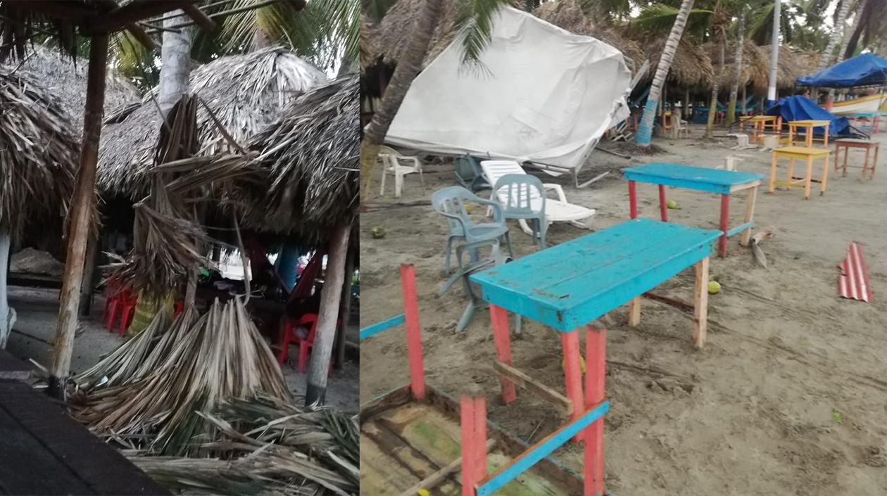 Casetas destruidas en las playas de Santa Verónica