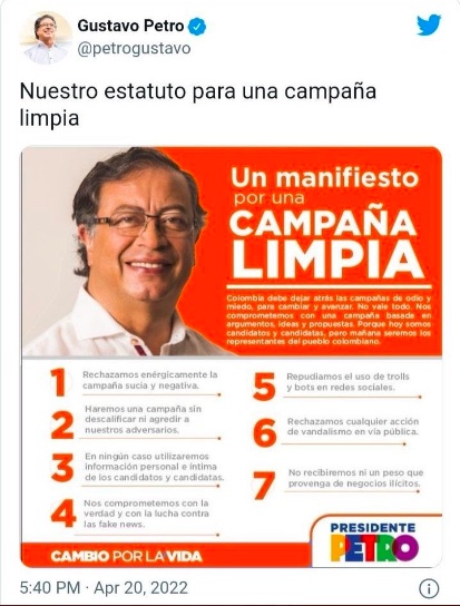 El 'manifiesto' de Gustavo Petro.