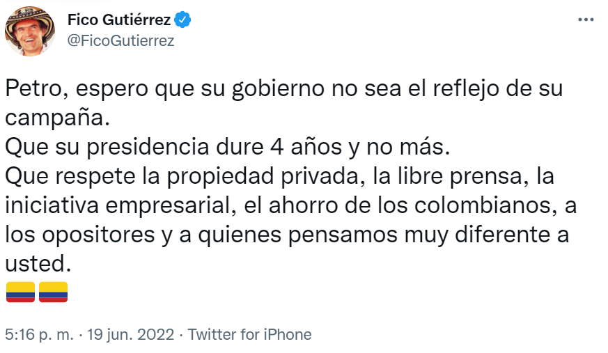 Tweet trinado por Federico.