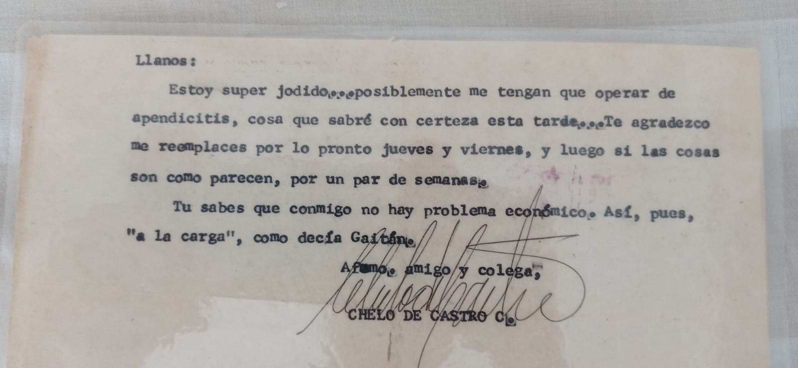 Mensaje de Chelo De Castro