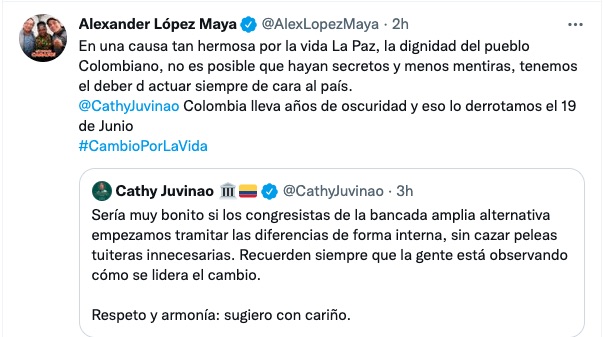 Así le ripostó a Cathy Juvinao.