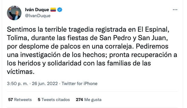 Trino de el Presidente de Colombia, Iván Duque