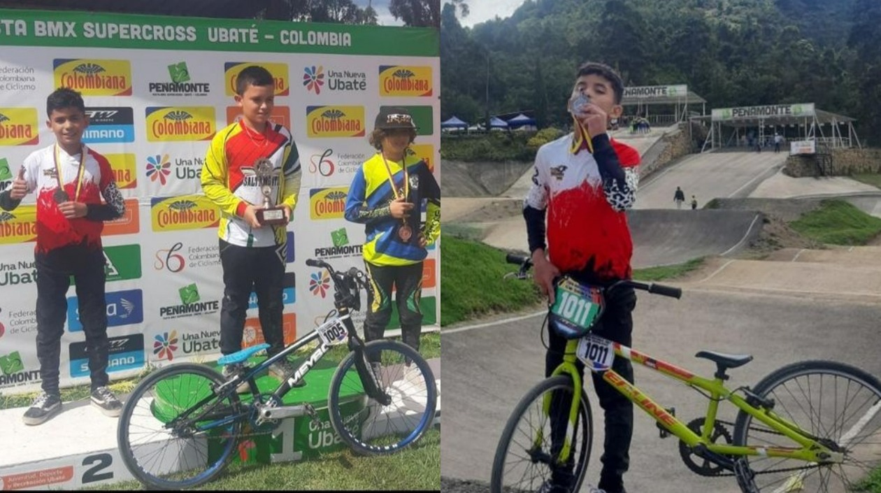 Juan Esteban Robles, en el pódium y luciendo la medalla.