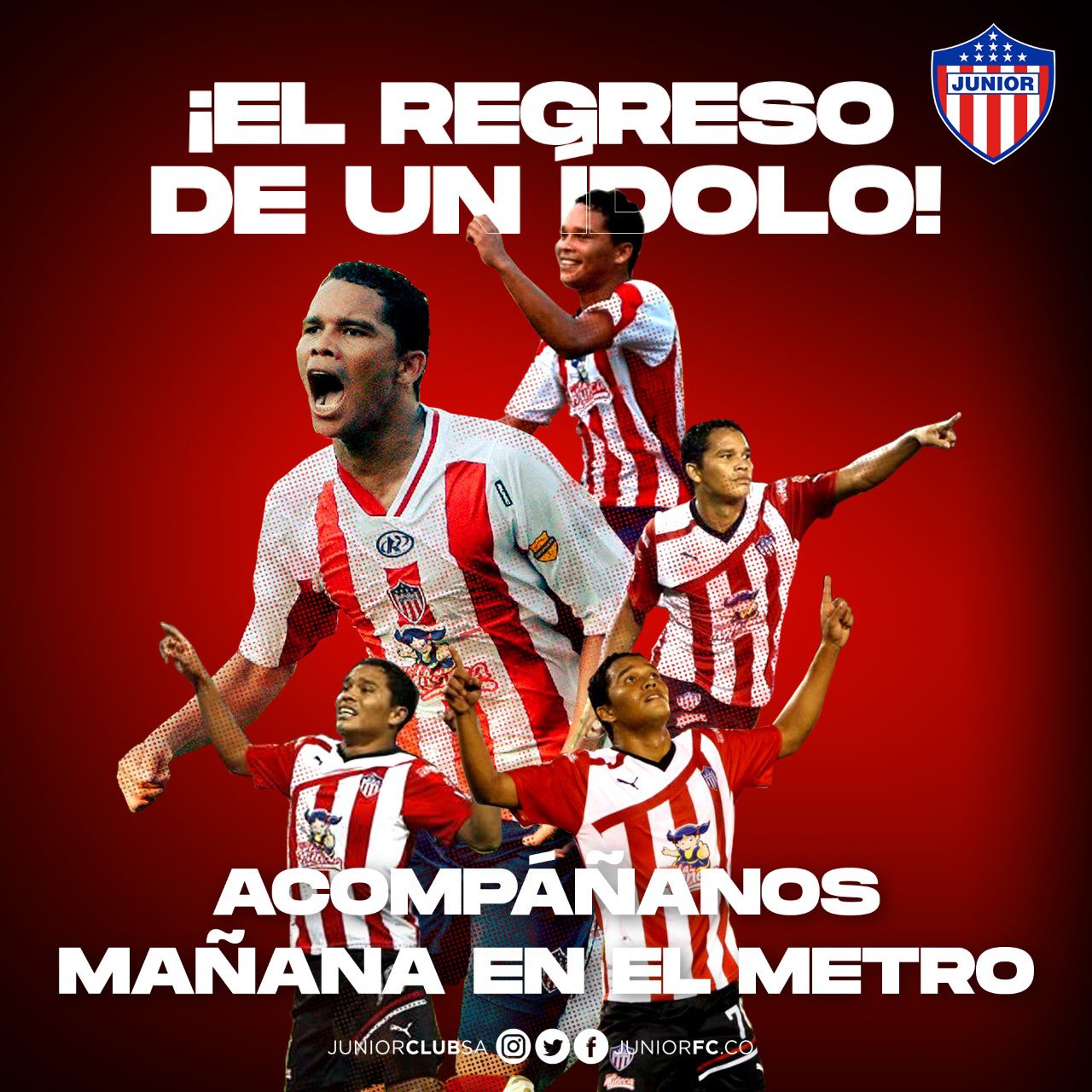 Junior Club SA. El delantero Porteño Carlos Bacca regresa a casa.