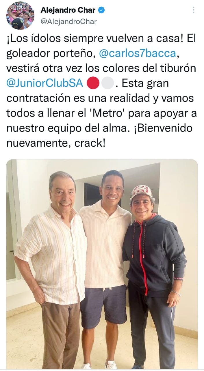 Twitter @AlejandroChar Trino de Alejandro Char