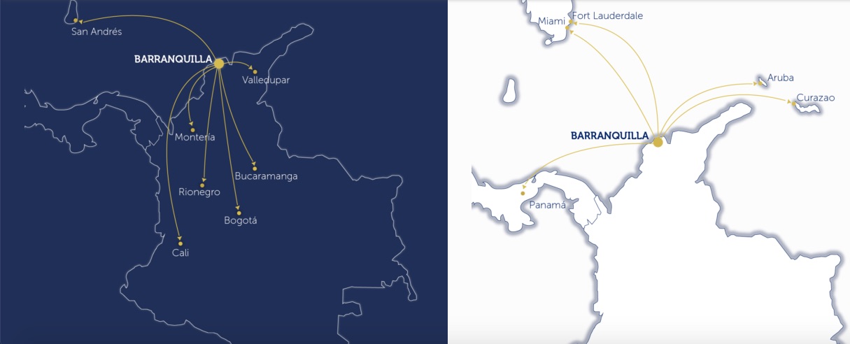 Las rutas nacionales e internacionales desde el 'Ernesto Cortissoz'.