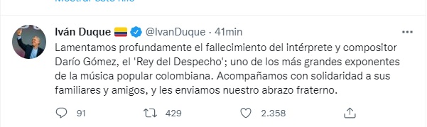 El mensaje del Presidente Duque.