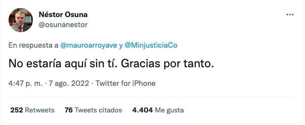 La respuesta del Minjusticia.