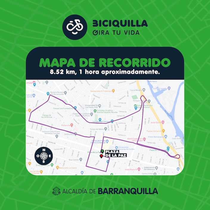 Recorrido para el martes 30 de agosto.