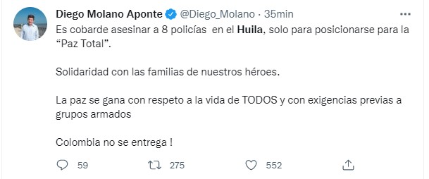 El trino del exministro Molano.